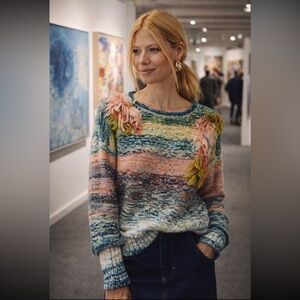 Anthropologie NWT Embellished Ombre Sweater size M.